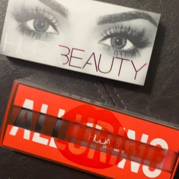 NEW | Bundle Huda Beauty Matte Red Liquid Lipstick & Lashes - Picture 1 of 4